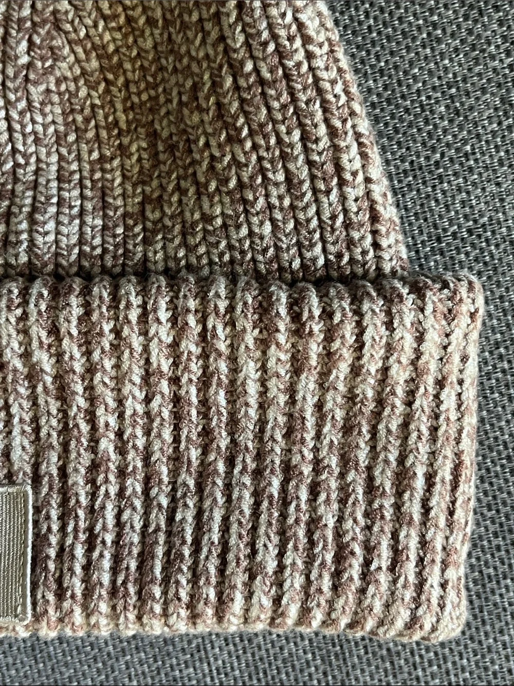 Varley NWOT Marled Knit Beanie - Taupe and Cream